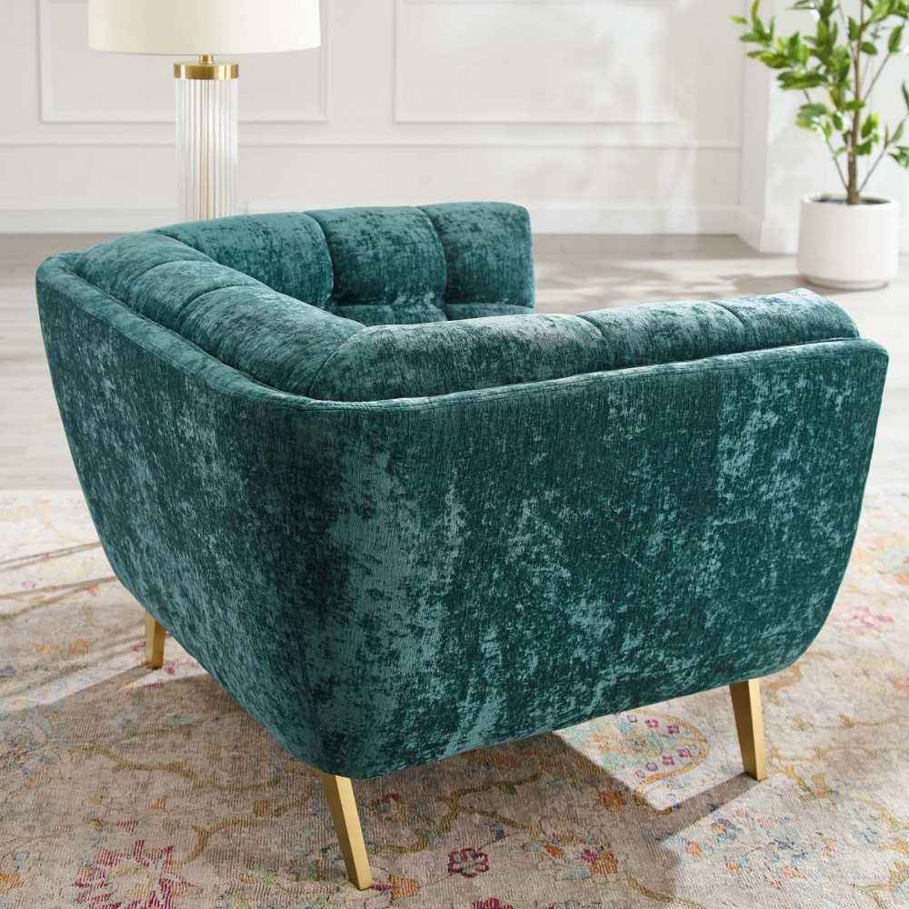 Bestow Crushed Performance Velvet Armchair, Teal
