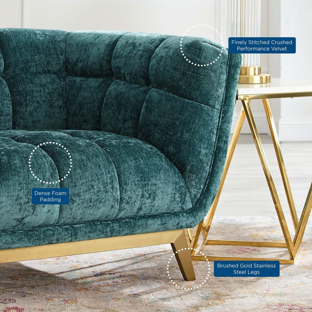Bestow Crushed Performance Velvet Armchair, Teal