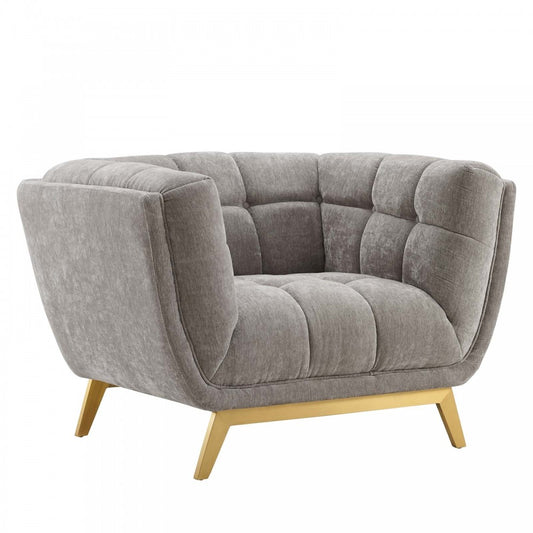 Bestow Crushed Performance Velvet Armchair, Light Gray