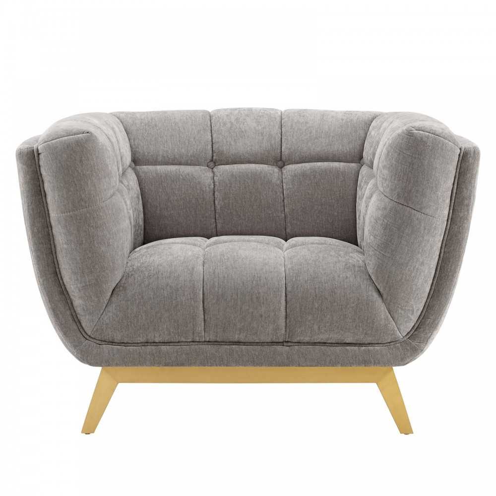 Bestow Crushed Performance Velvet Armchair, Light Gray