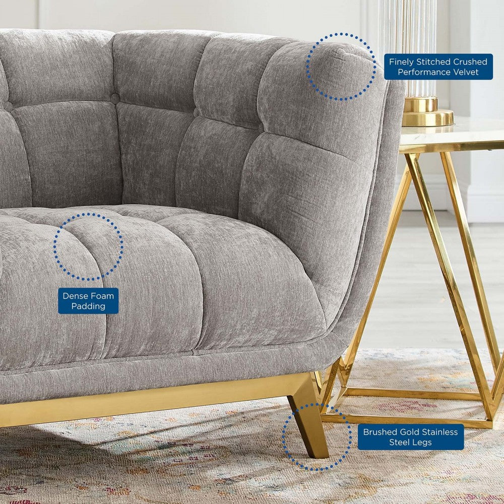 Bestow Crushed Performance Velvet Armchair, Light Gray