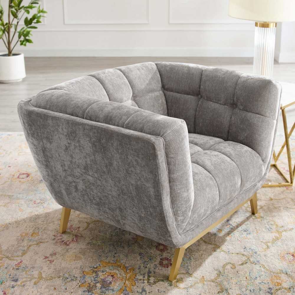 Bestow Crushed Performance Velvet Armchair, Light Gray