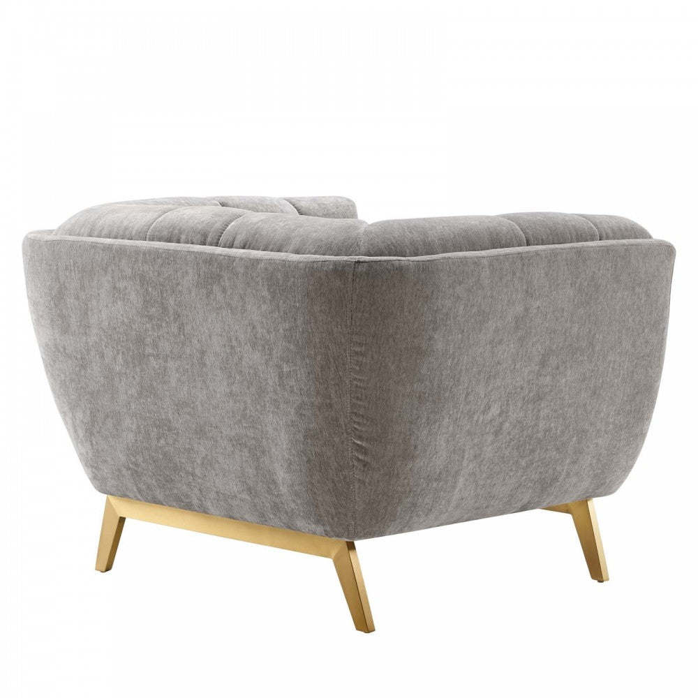 Bestow Crushed Performance Velvet Armchair, Light Gray