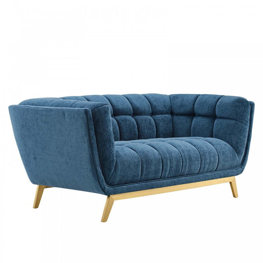 Bestow Crushed Performance Velvet Loveseat, Navy