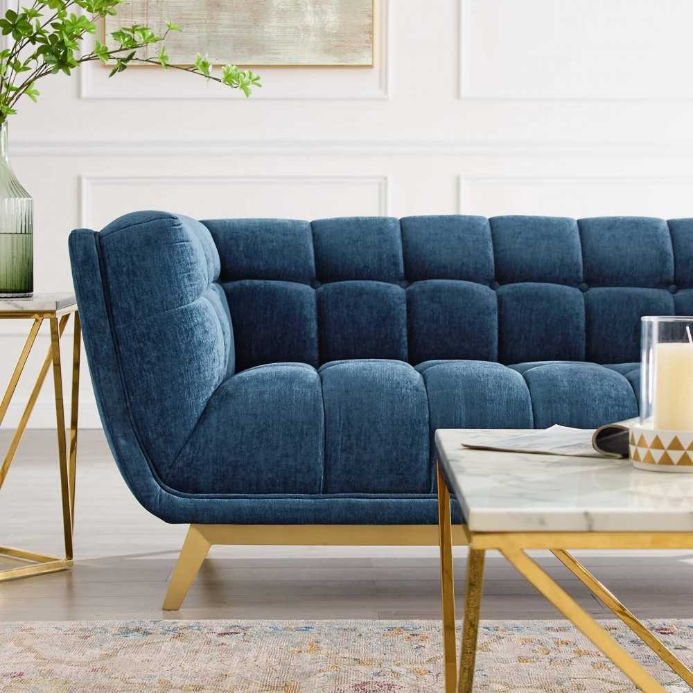 Bestow Crushed Performance Velvet Loveseat, Navy