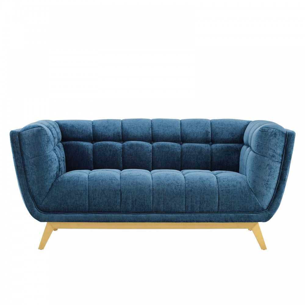 Bestow Crushed Performance Velvet Loveseat, Navy