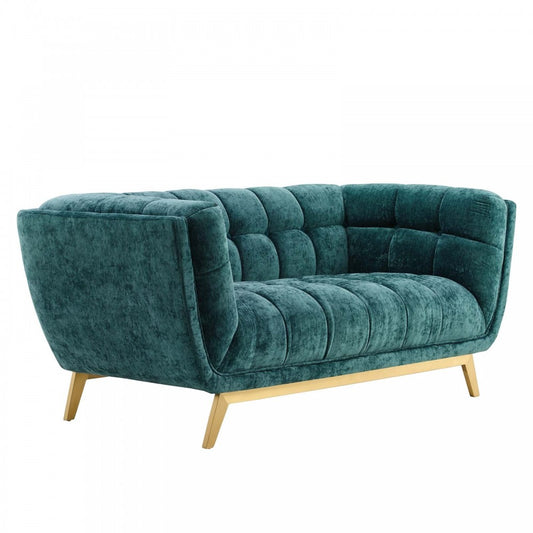 Bestow Crushed Performance Velvet Loveseat, Teal