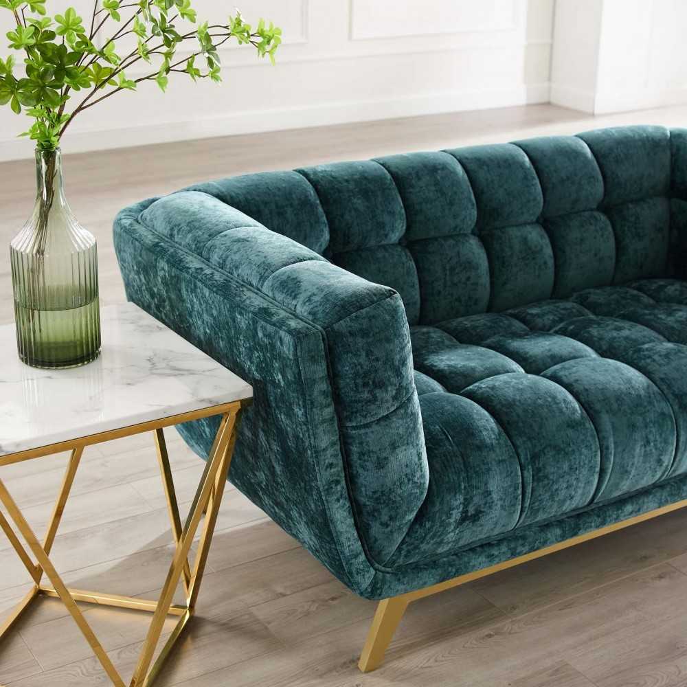 Bestow Crushed Performance Velvet Loveseat, Teal