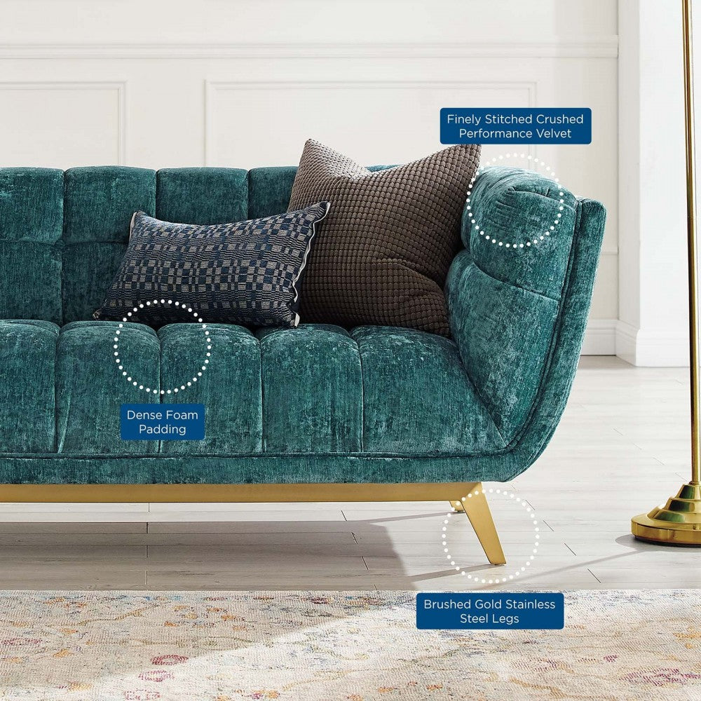 Bestow Crushed Performance Velvet Loveseat, Teal