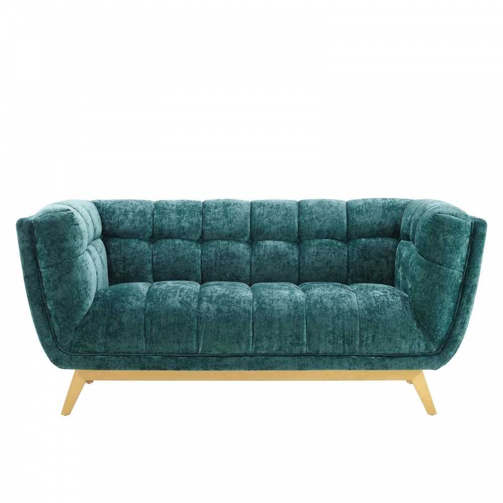 Bestow Crushed Performance Velvet Loveseat, Teal