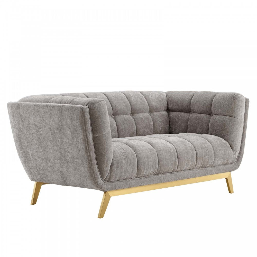 Bestow Crushed Performance Velvet Loveseat, Light Gray