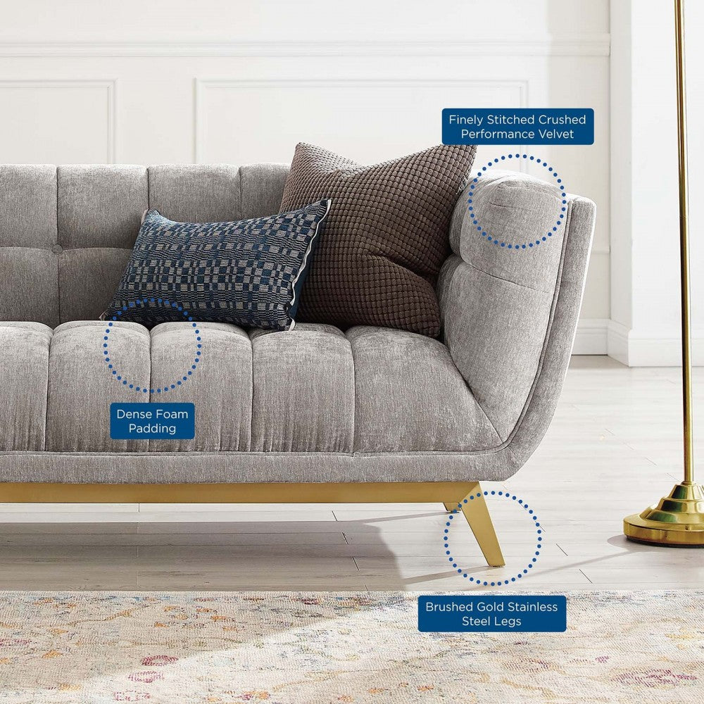 Bestow Crushed Performance Velvet Loveseat, Light Gray