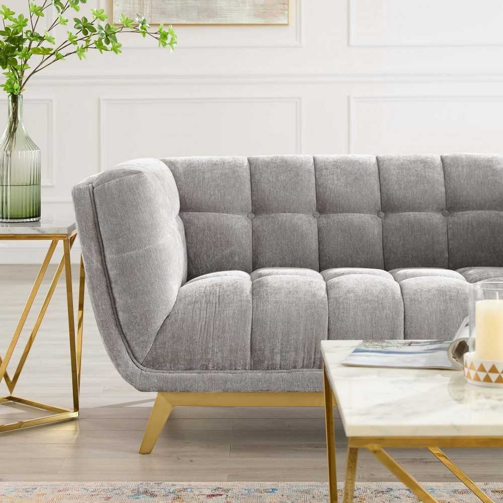 Bestow Crushed Performance Velvet Loveseat, Light Gray