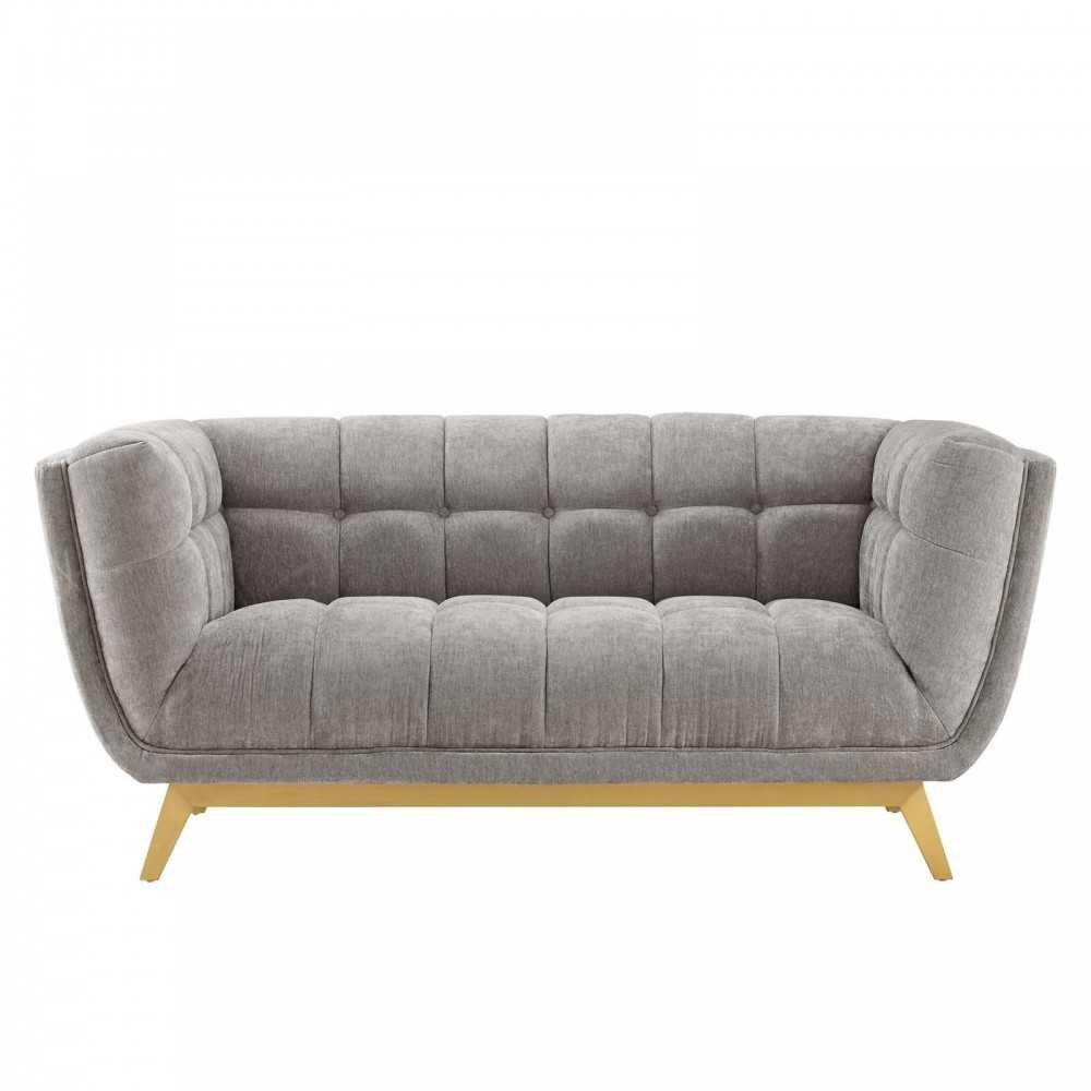 Bestow Crushed Performance Velvet Loveseat, Light Gray