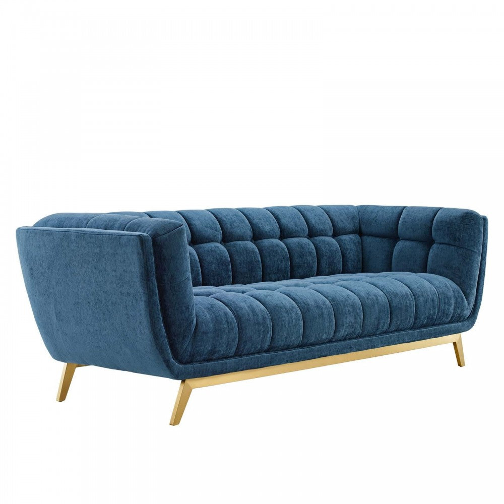 Bestow Crushed Performance Velvet Sofa, Navy