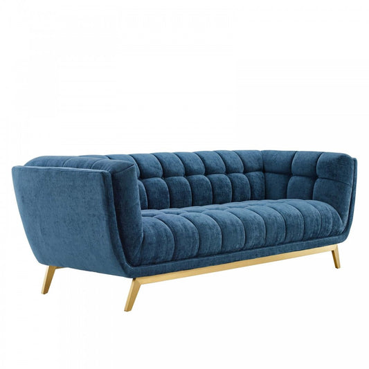Bestow Crushed Performance Velvet Sofa, Navy