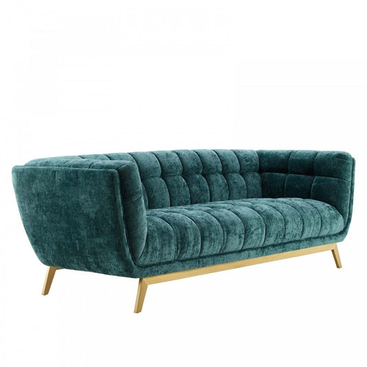 Bestow Crushed Performance Velvet Sofa, Teal