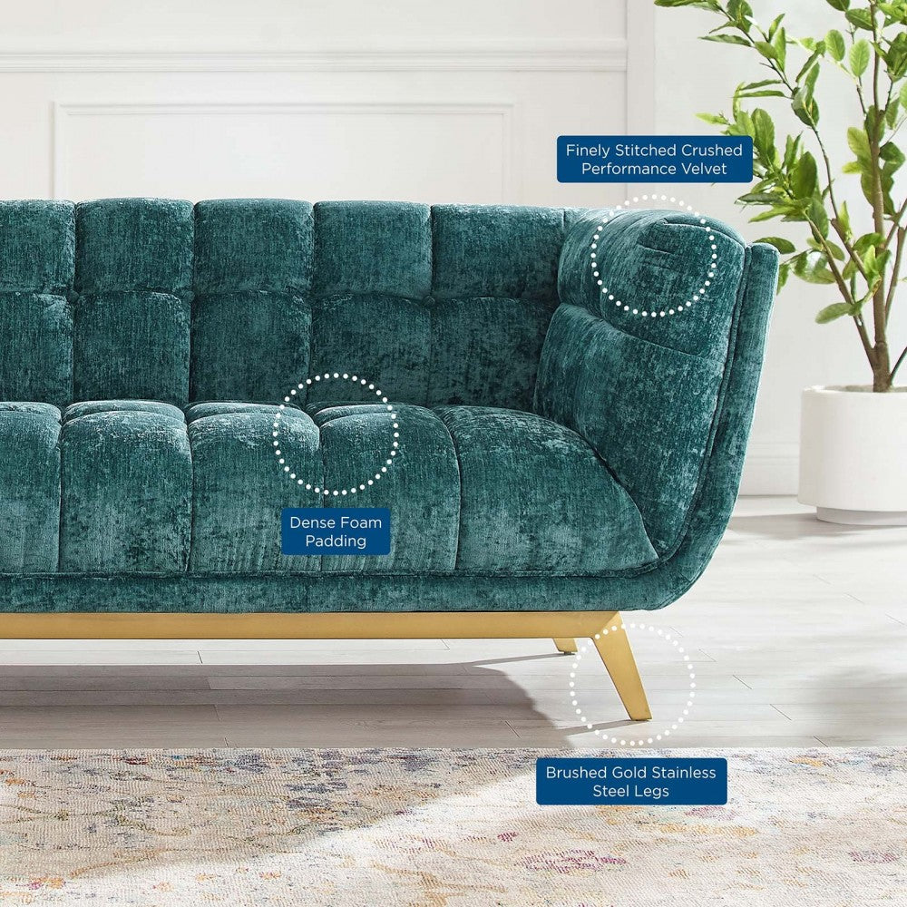 Bestow Crushed Performance Velvet Sofa, Teal