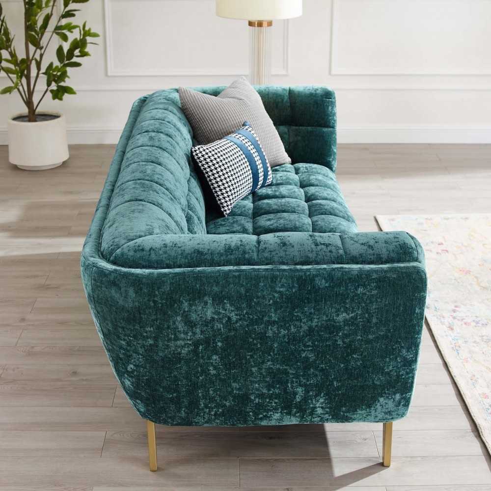 Bestow Crushed Performance Velvet Sofa, Teal