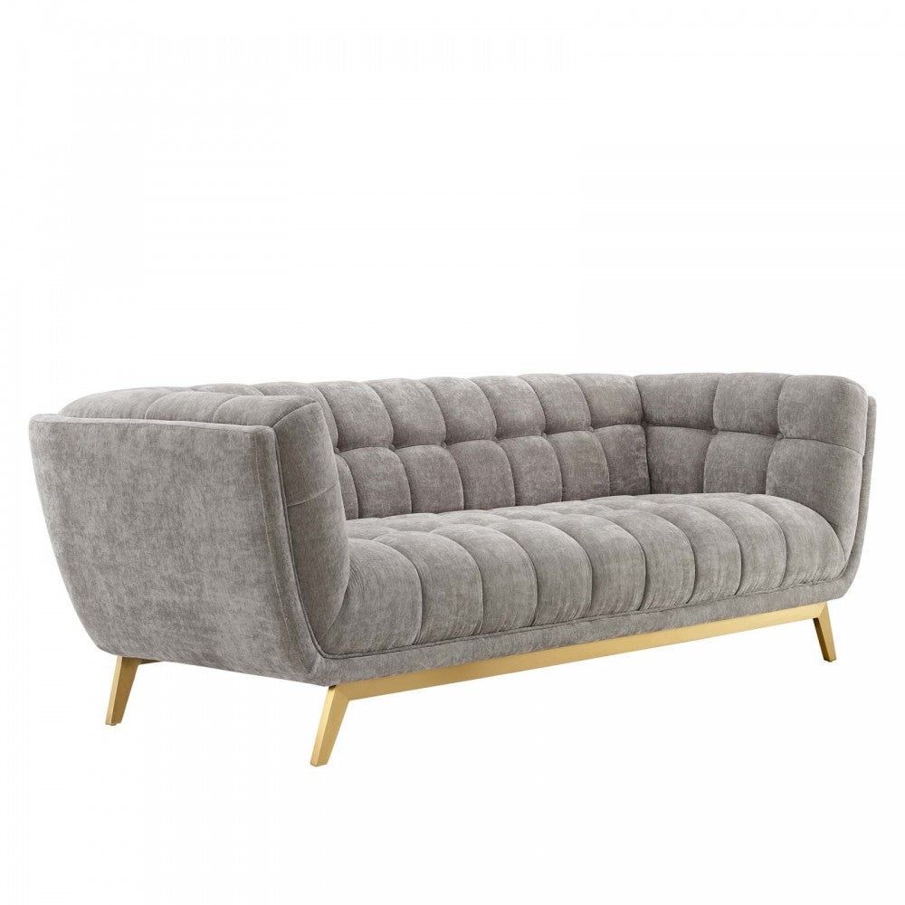 Bestow Crushed Performance Velvet Sofa, Light Gray