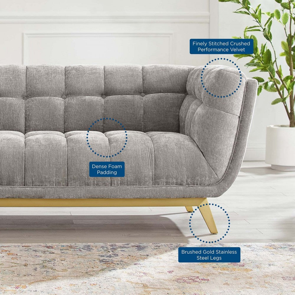 Bestow Crushed Performance Velvet Sofa, Light Gray