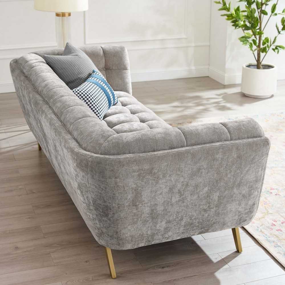 Bestow Crushed Performance Velvet Sofa, Light Gray
