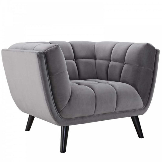 Bestow Performance Velvet Armchair, Gray