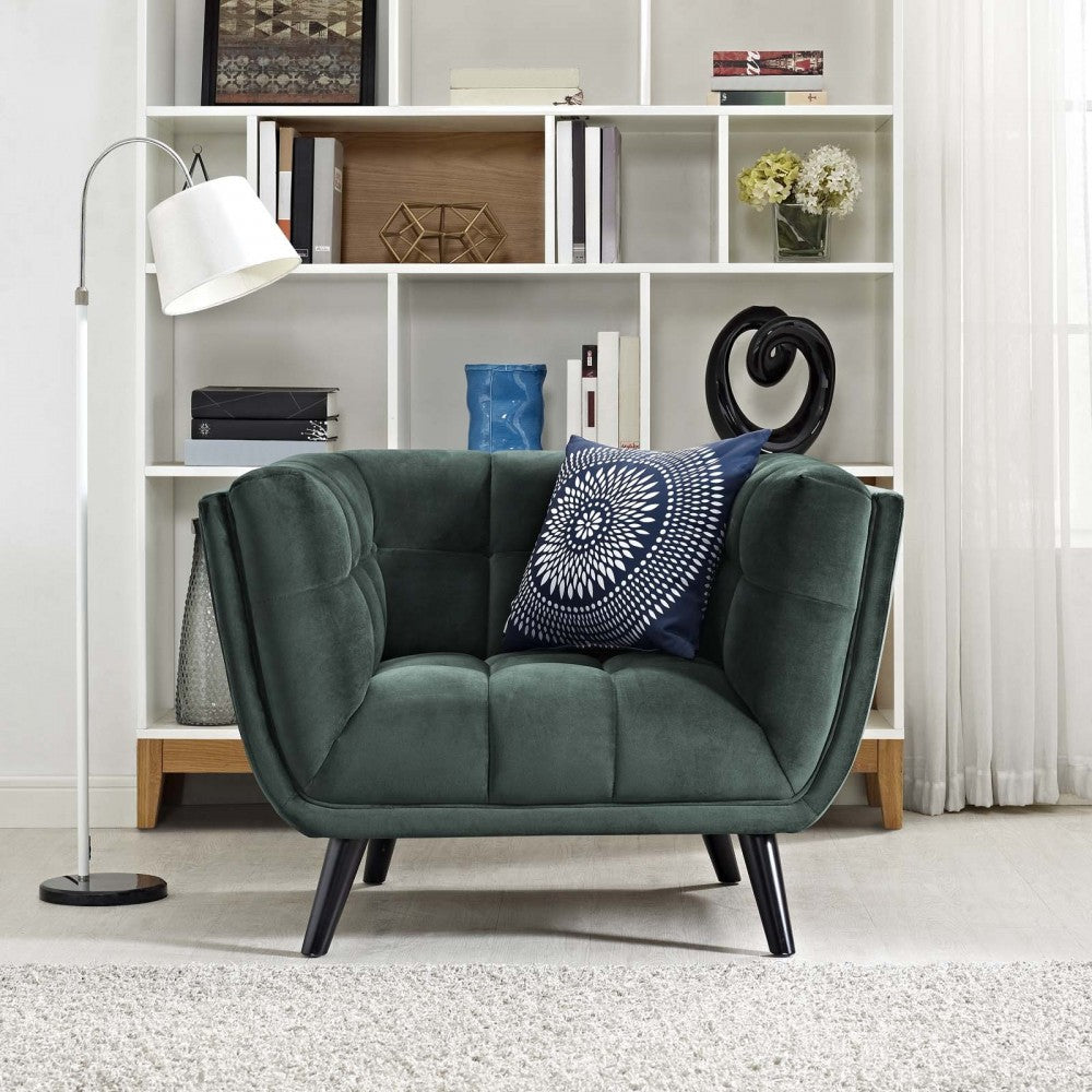 Bestow Performance Velvet Armchair, Green