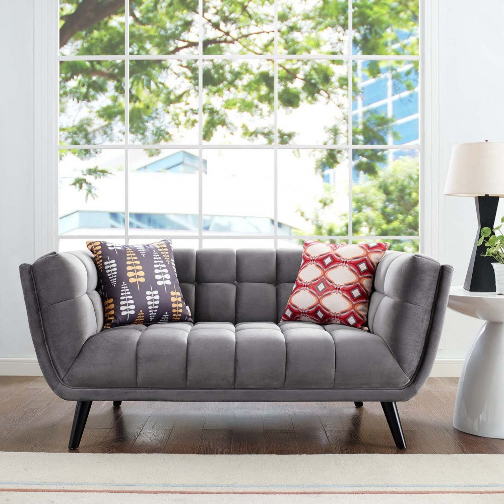 Bestow Performance Velvet Loveseat, Gray