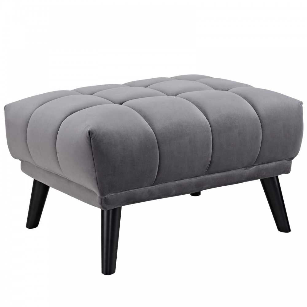 Bestow Performance Velvet Ottoman, Gray
