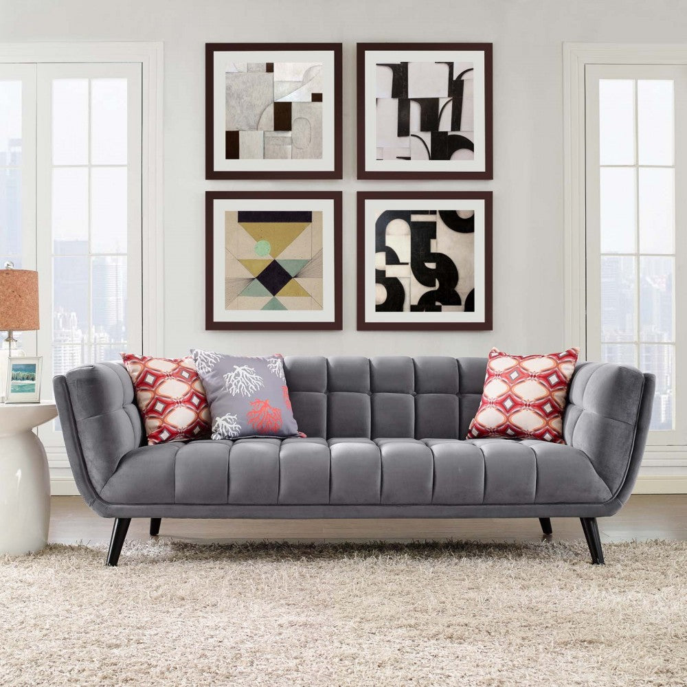 Bestow Performance Velvet Sofa, Gray