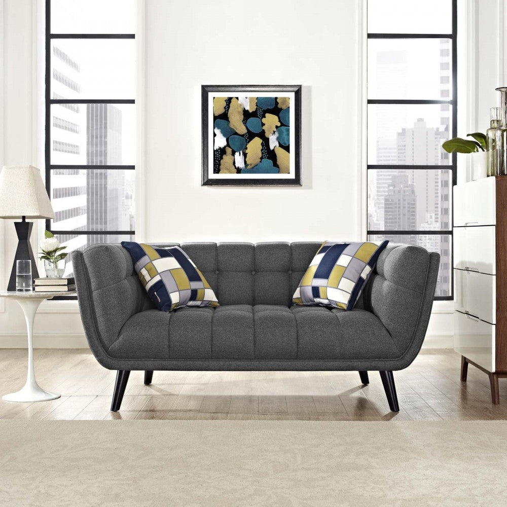 Bestow Upholstered Fabric Loveseat, Gray