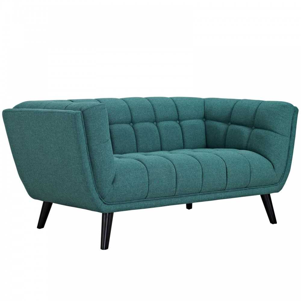 Bestow Upholstered Fabric Loveseat, Teal