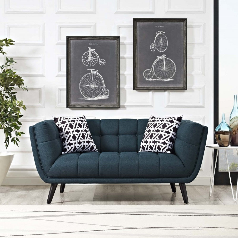 Bestow Upholstered Fabric Loveseat, Blue