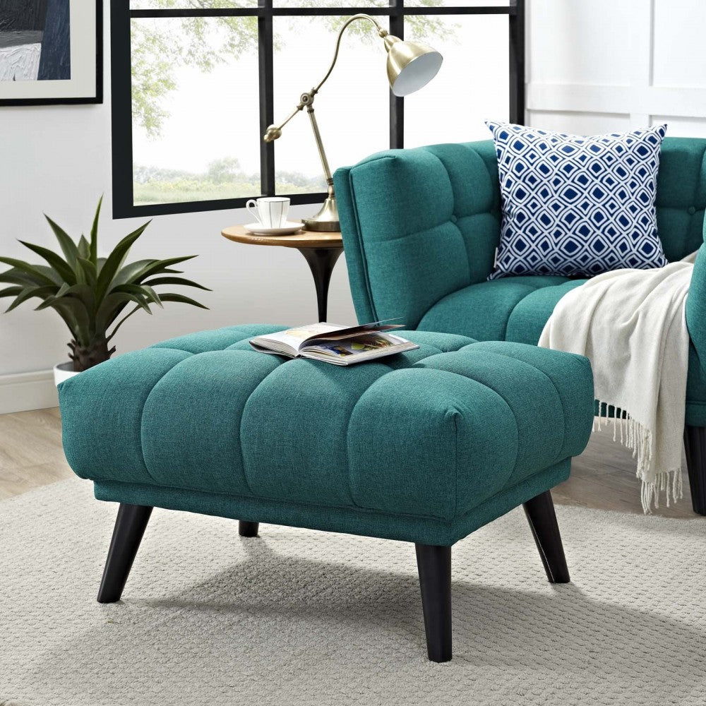 Bestow Upholstered Fabric Ottoman, Teal