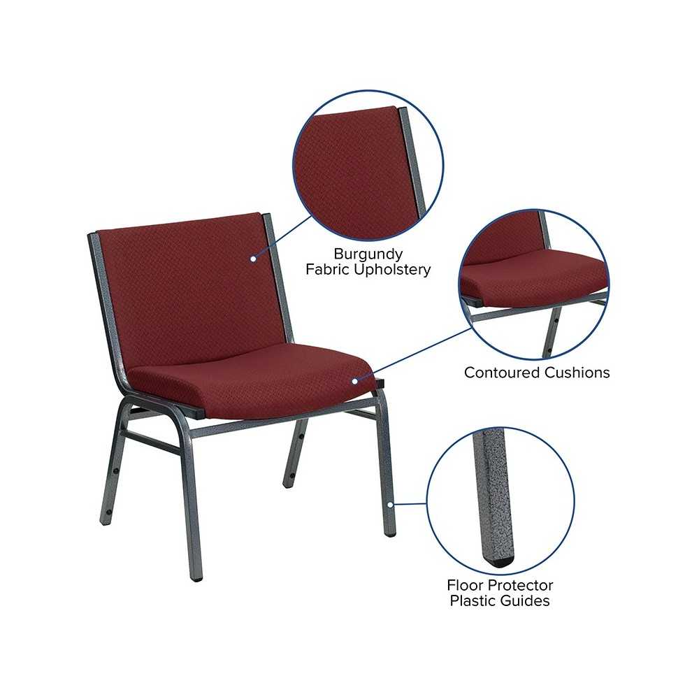 Big & Tall 1000 lb. Rated Burgundy Fabric Stack Chair