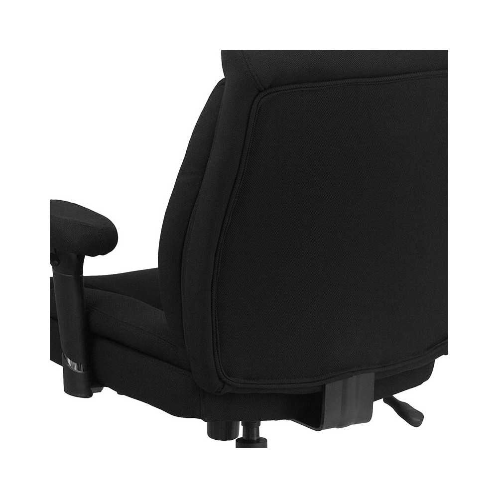 Big & Tall 400 lb. Rated Black Fabric Deep Tufted Swivel Ergonomic Task Office Chair with Adjustable Arms