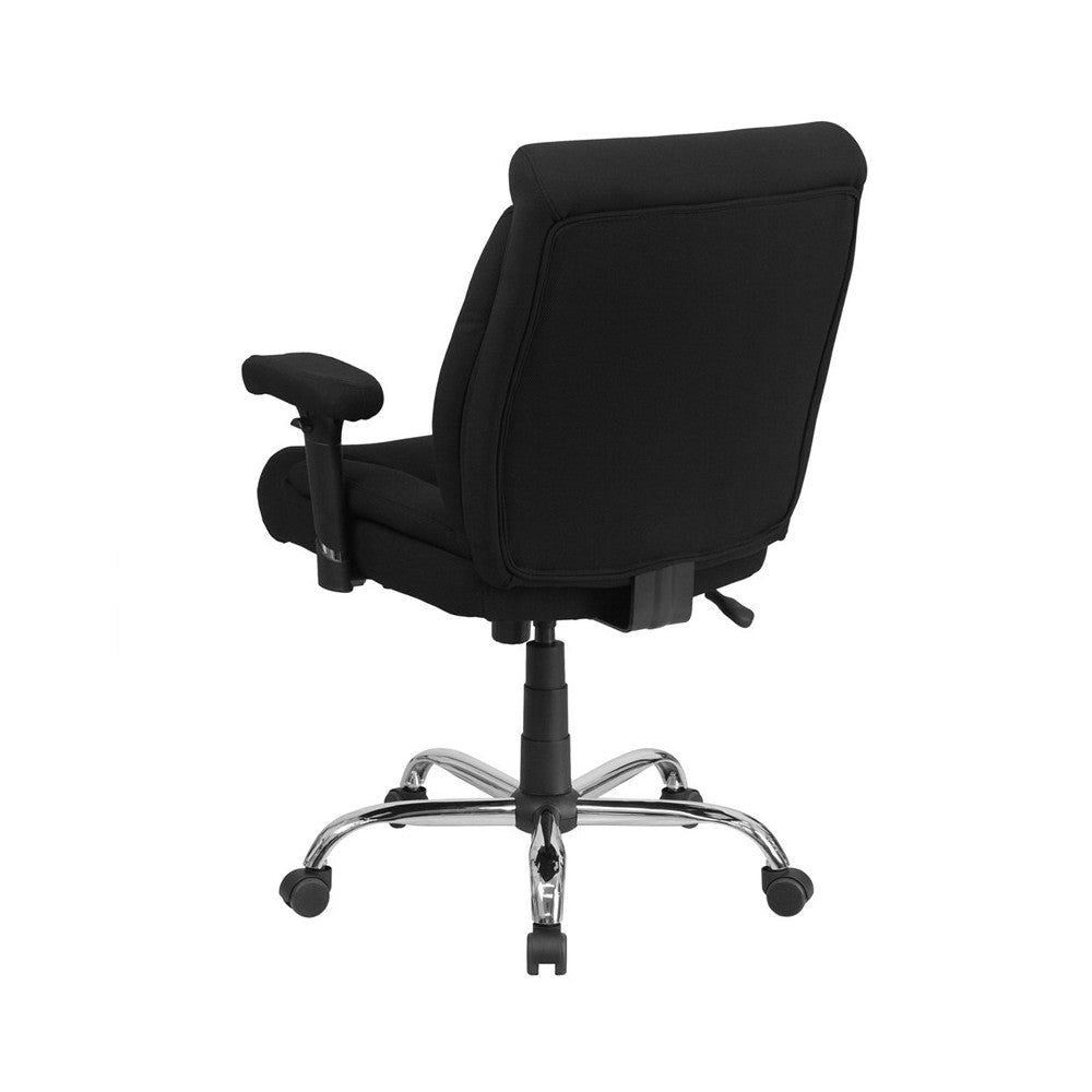 Big & Tall 400 lb. Rated Black Fabric Deep Tufted Swivel Ergonomic Task Office Chair with Adjustable Arms