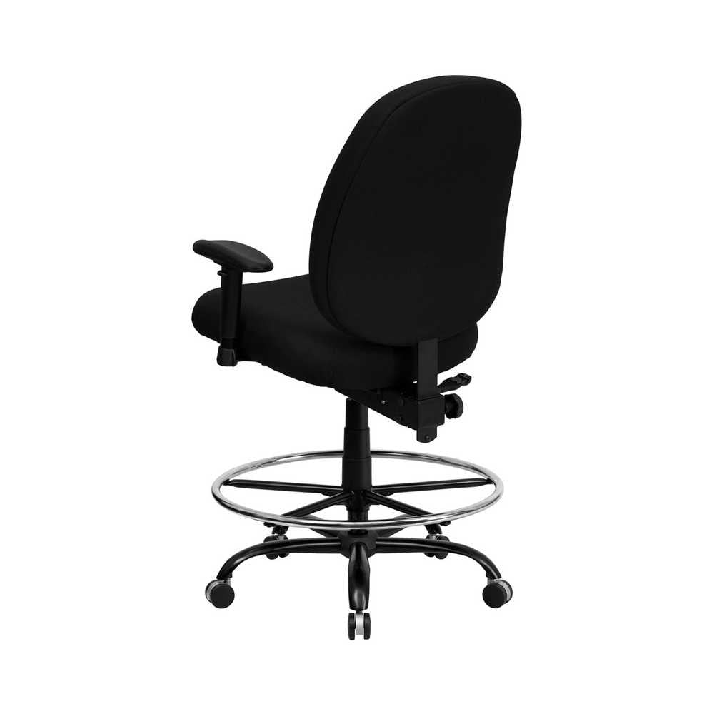 Big & Tall 400 lb. Rated Black Fabric Ergonomic Drafting Chair with Adjustable Back Height and Arms
