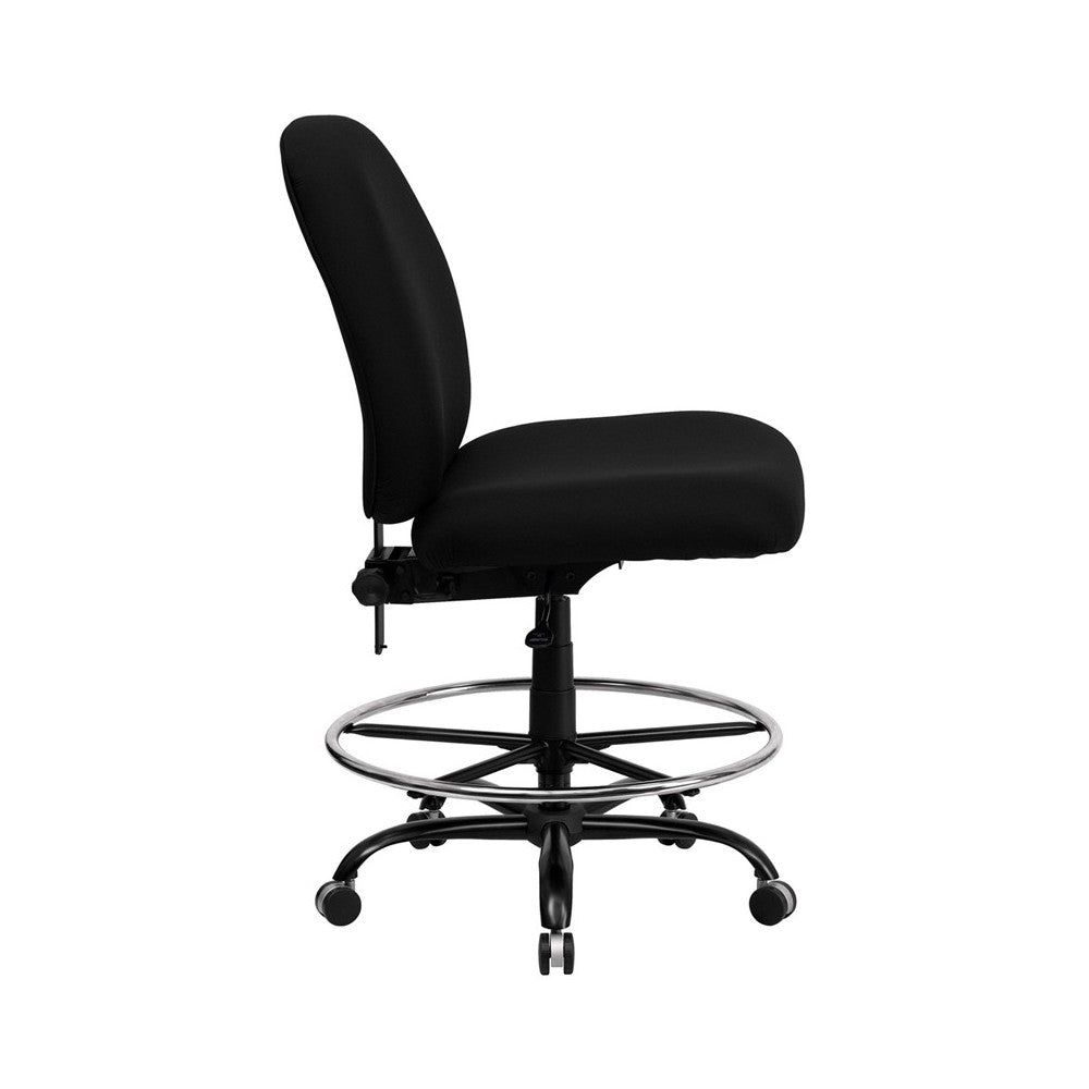 Big & Tall 400 lb. Rated Black Fabric Ergonomic Drafting Chair with Adjustable Back Height