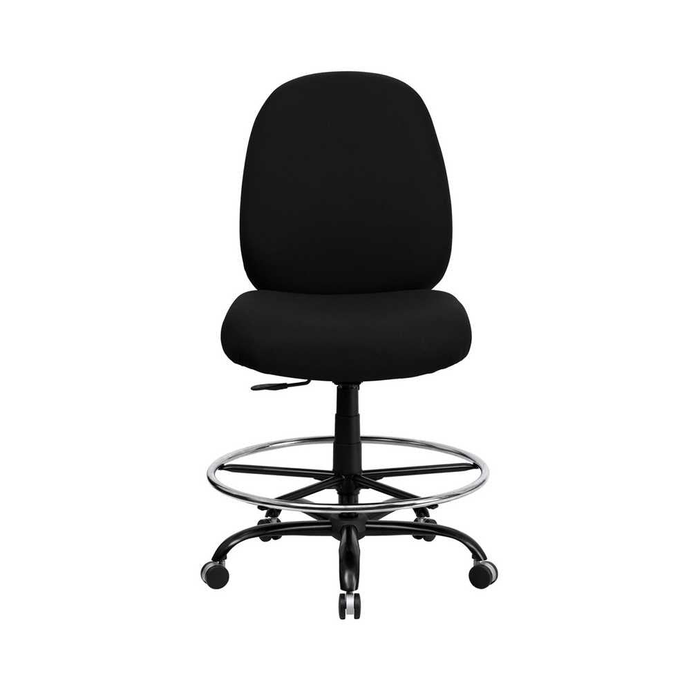 Big & Tall 400 lb. Rated Black Fabric Ergonomic Drafting Chair with Adjustable Back Height