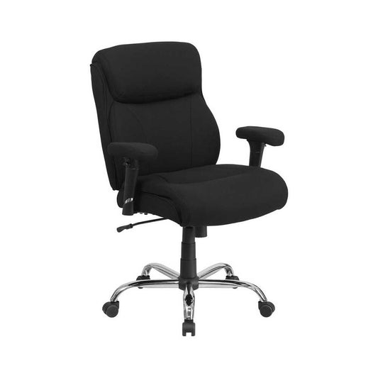 Big & Tall 400 lb. Rated Black Fabric Ergonomic Task Office Chair with Line Stitching and Adjustable Arms