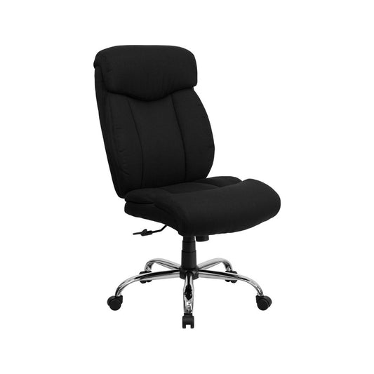 Big & Tall 400 lb. Rated Black Fabric Executive Ergonomic Office Chair and Chrome Base