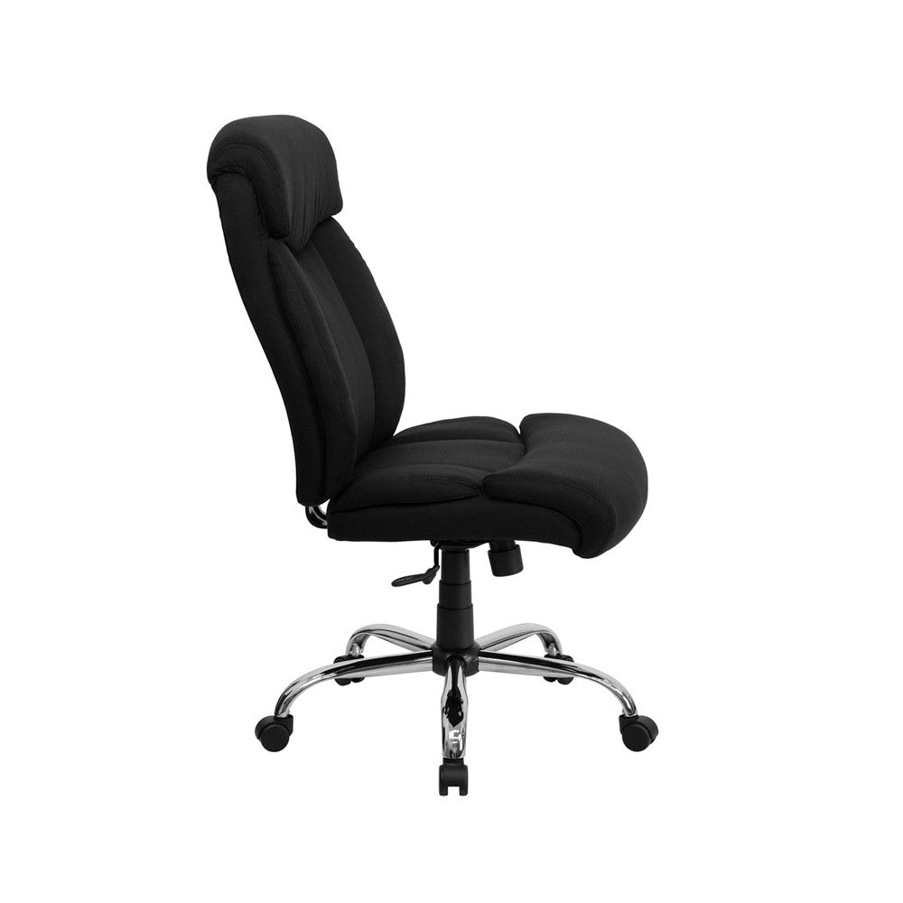 Big & Tall 400 lb. Rated Black Fabric Executive Ergonomic Office Chair and Chrome Base