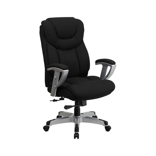 Big & Tall 400 lb. Rated Black Fabric Executive Ergonomic Office Chair with Silver Adjustable Arms
