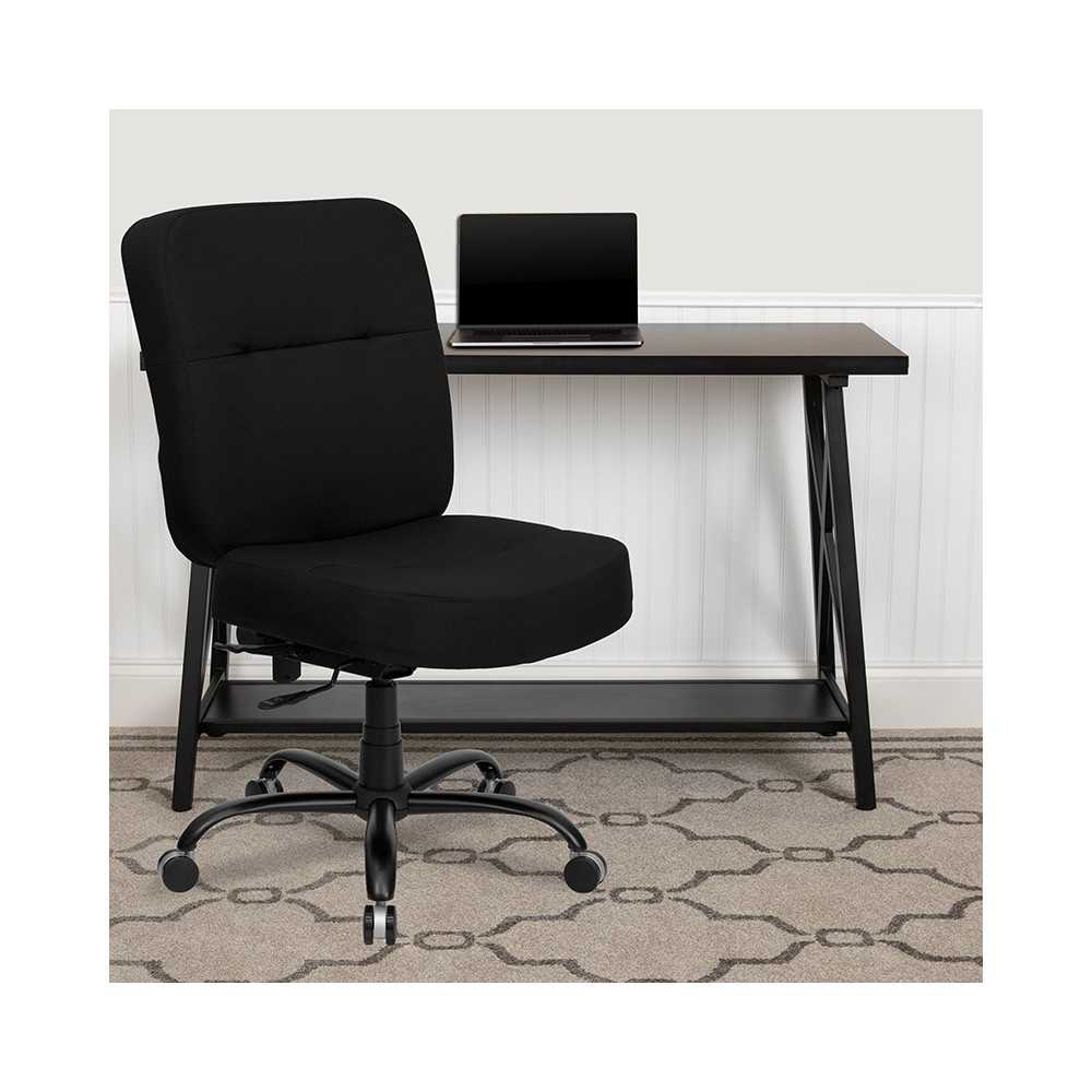 Big & Tall 400 lb. Rated Black Fabric Executive Swivel Ergonomic Office Chair with Rectangular Back