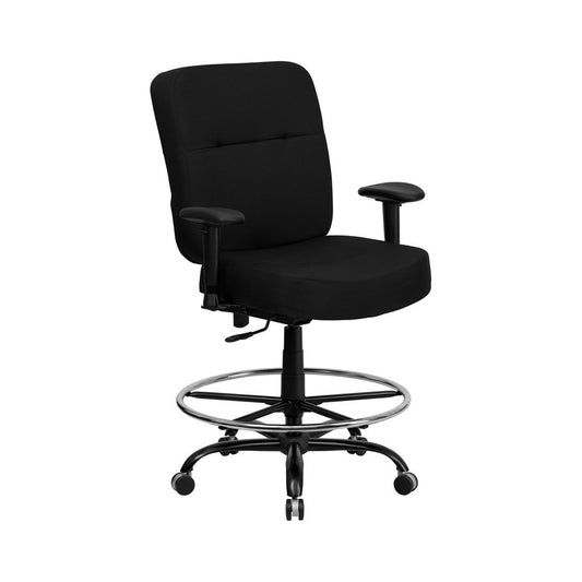 Big & Tall 400 lb. Rated Black Fabric Rectangular Back Ergonomic Draft Chair with Adjustable Arms