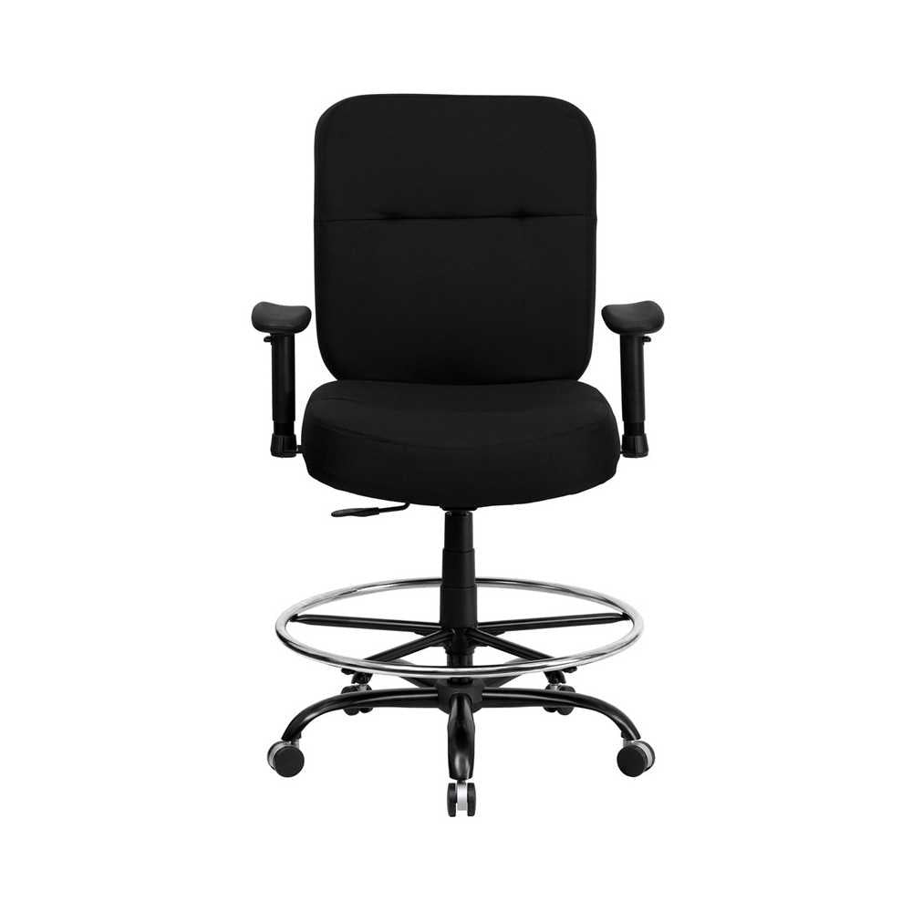 Big & Tall 400 lb. Rated Black Fabric Rectangular Back Ergonomic Draft Chair with Adjustable Arms