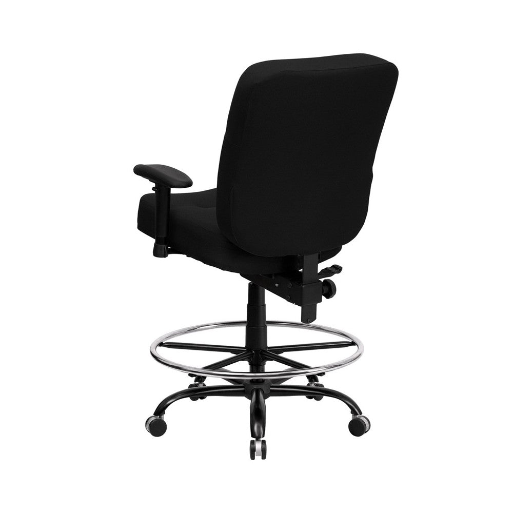 Big & Tall 400 lb. Rated Black Fabric Rectangular Back Ergonomic Draft Chair with Adjustable Arms
