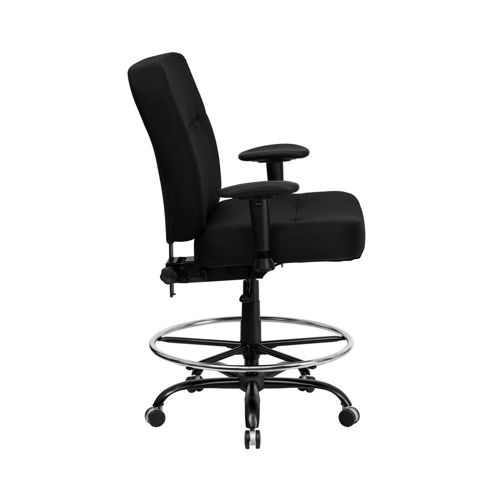 Big & Tall 400 lb. Rated Black Fabric Rectangular Back Ergonomic Draft Chair with Adjustable Arms